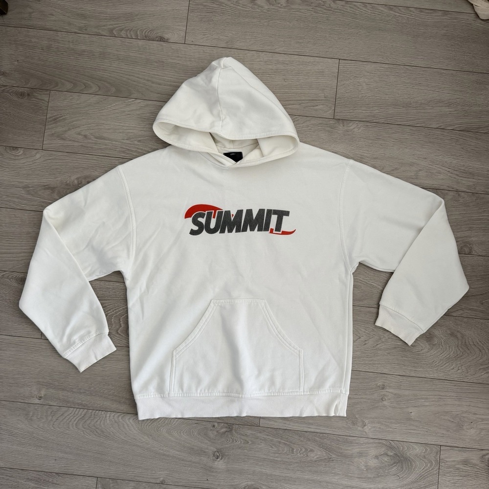 Summit Clothing made in UK White Logo Hoodie Size Medium